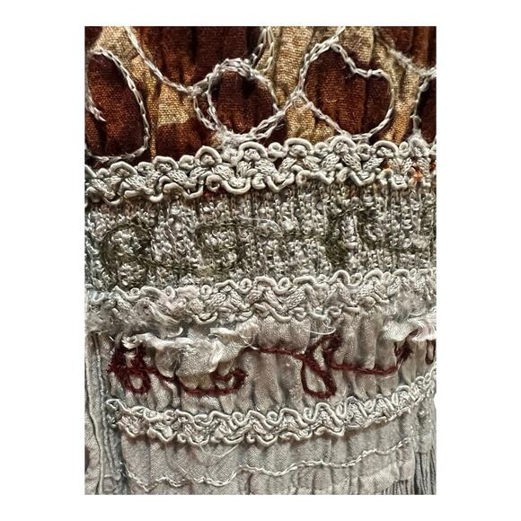 Indian Bohemian Embroidery Gray Leopard Maxi Dress Festival Size Medium - Picture 5 of 16